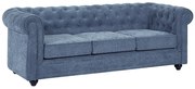 Kanapa 3-osobowa z niebieskiej tkaniny CHESTERFIELD