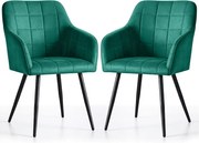 2x Krzesło tapicerowane z przeszyciami kwadratowymi Butelkowa Zieleń LUXANO Czarne nogi
