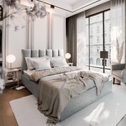 Masseno Łóżko tapicerowane LURE z pojemnikiem na pościel 140x200 cm - Jasnoszary, SAWANA 21