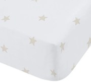 Biało-beżowe bawełniane prześcieradło dziecięce do łóżeczka z gumką 70x140 cm Mini Star & Stripes – Bianca