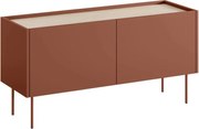 Szafka RTV Desin 120 cm z metalowymi nogami - czerwony / ceramic red / dąb nagano