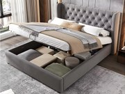 Łóżko tapicerowane welurowe 140x190cm z stelażem na listwach - Szare