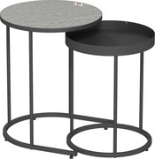 HOMCOM Zestaw 2 stolików do salonu, wsuwane, design tacki, metal, szary