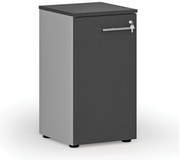 Szafa biurowa niska z drzwiami PRIMO GRAY, 400 x 420 x 740 mm, szary/grafit