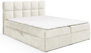 Kremowe łóżko kontynentalne z zagłówkiem 5 rozmiarów E3-D61