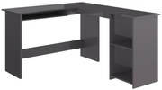 Szare biurko narożne nowoczesne połysk - Lorenza 4X