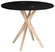 Stół półokrągły CUTTI 90x90 rozkładany czarny/jesion RAGABA