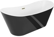 Mexen Montana wanna wolnostojąca 180 x 90 cm, biała/czarna, przelew złoty - 52011809075-50