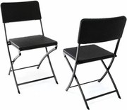 Zestaw 2 składanych krzeseł poliratanowych 80 x 40 cm