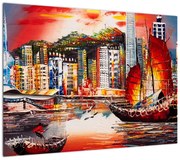 Obraz - Victoria Harbor, Hong Kong, obraz olejny (70x50 cm)