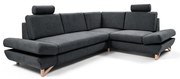 Rozkładany narożnik tapicerowany AVESTA z funkcją spania i pojemnikiem na pościel, w układzie L, prawostronny, antracyt