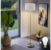 Lampa stojąca LED TUNJA 1xE27/20W/230V, średnica 38 cm, matowy chrom/biały