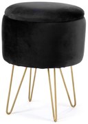 Klasyczna otwierana pufa na nóżkach czarna B4-C05