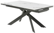 Rozkładany stół jadalniany 6-10-osobowy z ceramiki i metalu – imitacja marmuru w kolorze białym i antracytowym – COREMA marki Pascal MORABITO