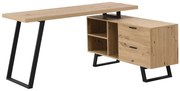 Biurko narożne ze schowkami - MDF - Naturalny i czarny - NAYARO