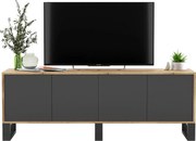 Szafka RTV NILA 8 dąb wotan/grafit mat 150 MEBLE LINDNER