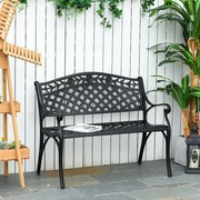 Ławka Ogrodowa Outsunny dla 2 osób z Aluminiową Ramą i Podłokietnikami – Elegancki Design w Kolorze Czarnym