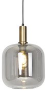 Designerska lampa wisząca czarna i złota z przydymionym szkłem - ZuzannaDesignerski Oswietlenie wewnetrzne