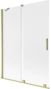 Mexen Velar parawan nawannowy 2-skrzydłowy rozsuwany 130 x 150 cm, szron, złoty szczotkowany - 896-130-000-31-55