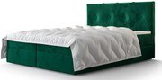 Zielone welurowe łóżko tapicerowane z pojemnikiem 4 rozmiary R5-P01