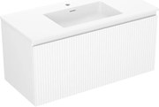 Mexen Rivel szafka łazienkowa 100 cm z umywalką Otis, 1 szuflada, ryflowana , biała mat - 91A20-10047-1-BF01-W18M01