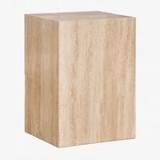 Kwadratowy Stolik Pomocniczy 35x35 Cm Z Naturalnego Kamienia Aluret Travertine - Sklum