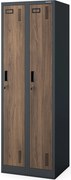 Szafka pracownicza dwukomorowa antracytowa, orzech, 600x1800x500 mm: KACPER II Eco Design