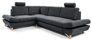 Rozkładana narożna sofa tapicerowana AVESTA z pojemnikiem, wersja lewa, antracyt