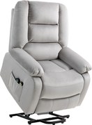 HOMCOM Fotel z Podnośnikiem z Funkcją Masażu, 90x93x110cm, Jasnoszary