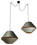 Lampa wisząca czarna z podwójnym aksamitnym abażurem zielonym ze złotym wnętrzem 2-punktowa - Cava Luxe klasyczny/Antyczny Oswietlenie wewnetrzne