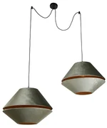 Lampa wisząca czarna z podwójnym aksamitnym abażurem zielonym ze złotym wnętrzem 2-punktowa - Cava Luxe klasyczny/Antyczny Oswietlenie wewnetrzne