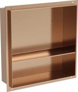 Mexen X-Wall-NR półka wnękowa bez kołnierza z półką 30 x 30 cm, miedź szczotkowana - 19C1303010S