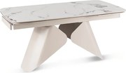 Stół Rozkładany Prostokątny VERONA 160-240 cm Ceramiczny Biały Marmur/Kaszmir Japandi