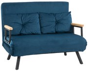 rozkladana sofa HOMCOM 2-osobowa niskie wymiary z poduszkami aksamit naturalne niebieskie Aosom PL