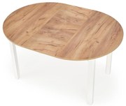 RINGO stół dąb craft, biały, rozkładany, okrągły, owalny, skandynawski