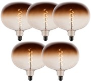 Zestaw 5 ściemnialnych żarówek LED E27 G220 brązowe 4,9W 130 lm 1800K