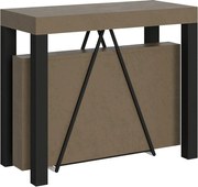Konsola rozkładana 90x40/196 cm Tiris Small szaro-beżowy rama w kolorze antracytu
