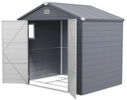 Outsunny Szopa na narzędzia, domek ogrodowy z oknem wentylacyjnym, plastik, metal, 240 x 190 x 228, szary