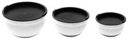 Zestaw metalowych misek z przykrywkami, 4 l, 2 l i 1,3 l