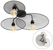 Designerski Kinkiet / Lampa scienna czarny z 3 punktami z siatki - JaneDesignerski Oswietlenie wewnetrzne