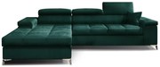 Narożnik z funkcją spania RICARDO VELVET zielony lewy ELTAP