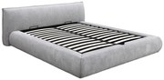 Łóżko ze skrzynią 160 x 200 cm - Tkanina - Jasnoszary - MIRSIO