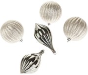 Zestaw ozdób choinkowych Catania srebrny, 5 szt.