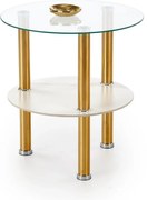 Ława szklana DUCAT 45x45cm biały marmur/transparentna/złota HALMAR