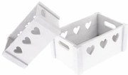 Zestaw dekoracyjnych skrzynek drewnianych Hearts 2 szt., biały