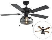 Czarny Wentylator sufitowy z lampą 107,5 cm z przełącznikiem łańcuchowym - Mistral Busa ArtDeco Oswietlenie wewnetrzne