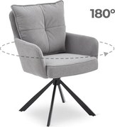 Krzesło Tapicerowane Obrotowe do Salonu CITY Szare Sztruksowe Loft
