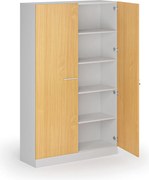 Metalowa szafa z drewnianymi drzwiami, demontowana, 1950 x 1200 x 400 mm, buk