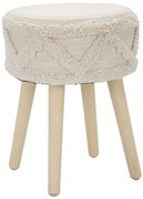 Taboret w stylu boho, drewniane nogi, Ø 32 cm
