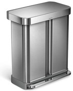 Simplehuman Kosz na śmieci z pedałem do segregacjiodpadów, 58 l, stal szczotkowana, FPP